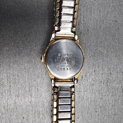 Seiko Watch Women 20mm Gold Dial Gold Tone Round 1N01-0E19 New Battery VTG JP2310