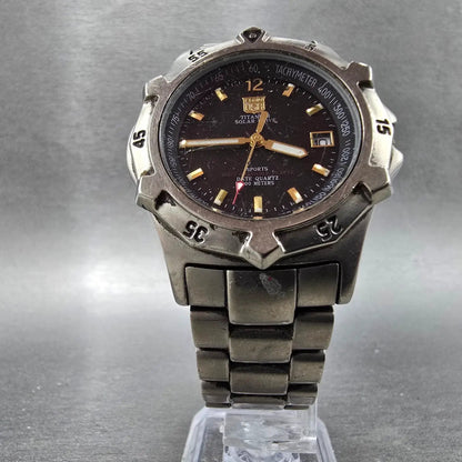 Elgin Solar Watch Men 37mm Black Dial Titanium Date Round FK-1128 NO CROWN PARTS6