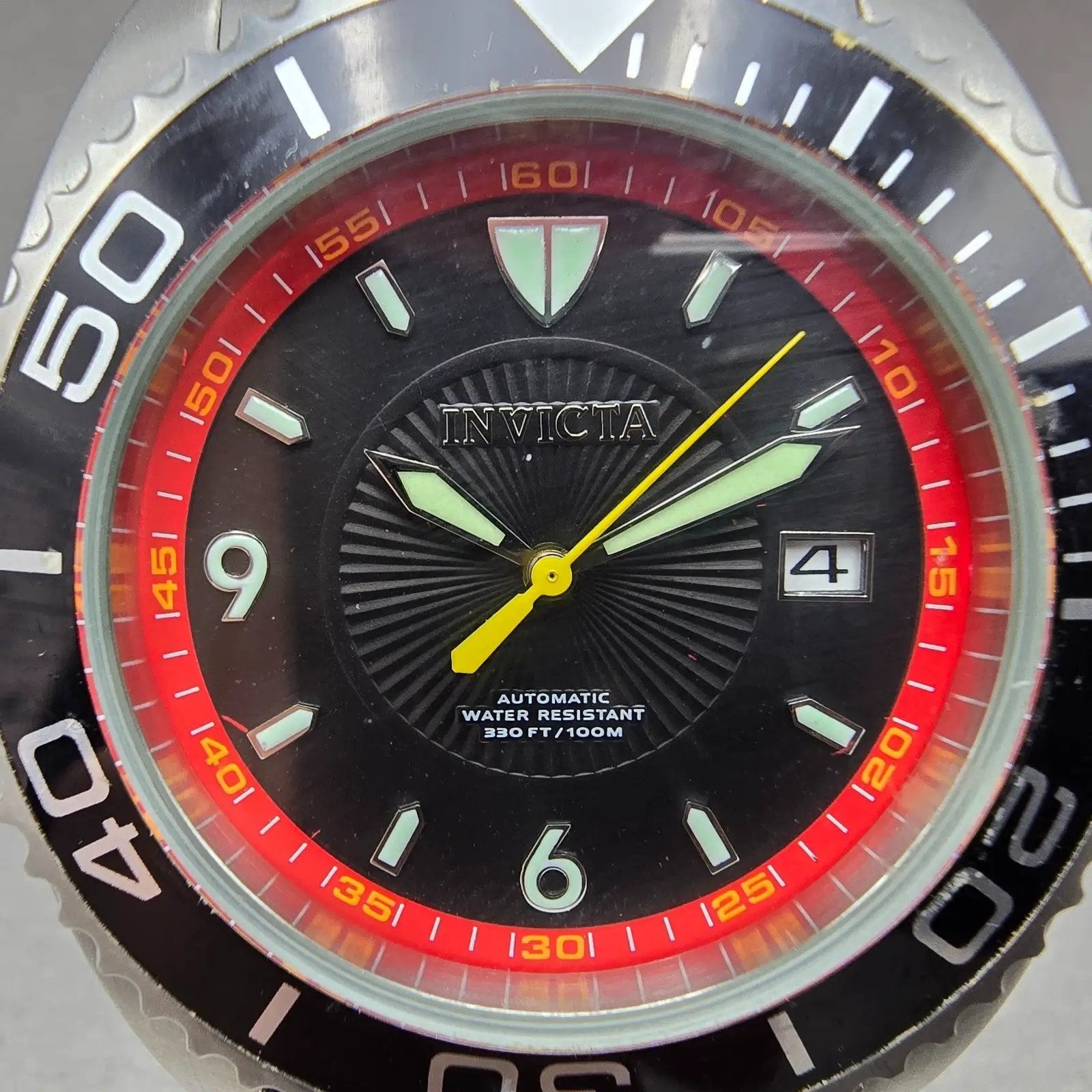 Invicta Pro Diver Automatic Watch Men 45mm Black Dial Silver Tone Date 6053 Runs1