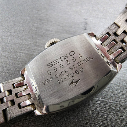 Seiko Watch Women 16mm Silver Dial Silver Tone Oval Manual 117060 Runs9