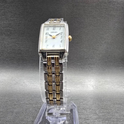 Seiko Tank Watch Women 16mm White Dial Silver Tone Rectangle 1N01-0FH0 New BatKL5