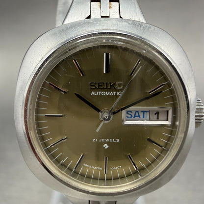 Seiko Automatic Watch Women 25mm Yellow Dial Silver Tone Daydate 2706-0130 Runs1