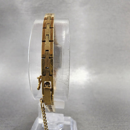 Seiko Watch Women 13mm Gold Dial Gold Tone Octagon 13205989 New Battery7