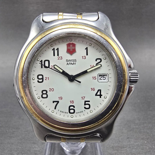 Victorinox Swiss Army Officers Watch Men 39mm White Dial Two Tone Date PARTS HJH0