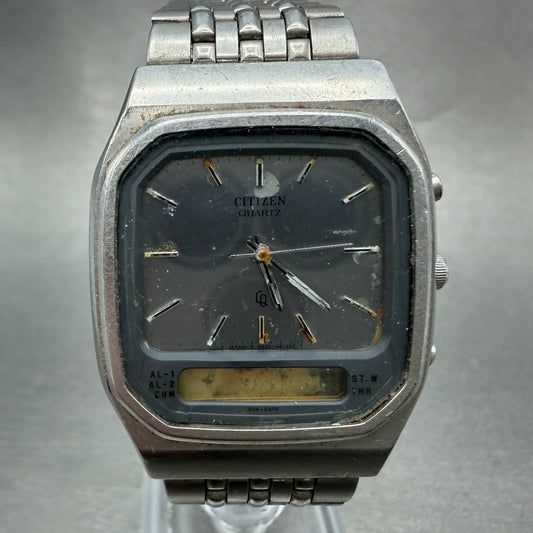 Citizen CQ Analgo Digital Watch Men 32mm Gray Dial Silver Tone 8950-084071 PARTS0