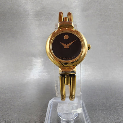 Movado Harmony Watch Women 23mm Black Dial Gold Tone 88.A1.809.A New Battery6