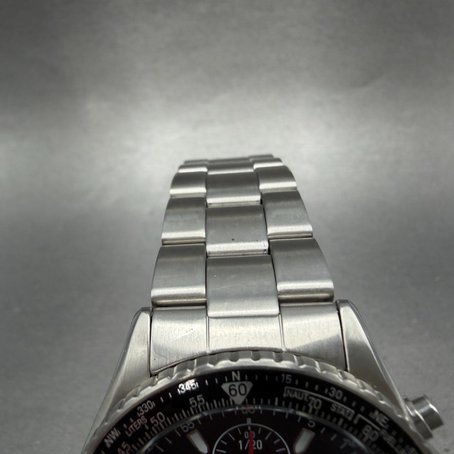 Seiko Flightmaster Chronograph Watch Men 40mm Black dial Steel Date New Battery4