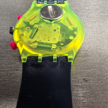 Swatch Chrono Grand Prix Watch Men 37mm Blue Dial Yellow Case SCJ101 New Battery13