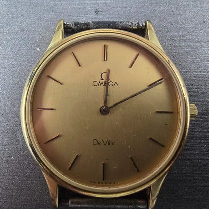 Omega De Ville Watch Men 32mm Gold Dial Gold Tone 195.0039 PARTS  Vintage2