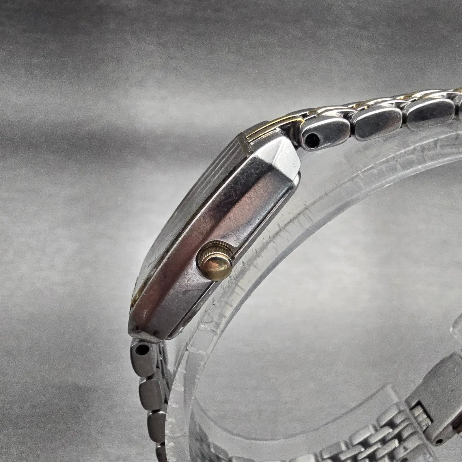 Citizen Eco-Drive Tank Watch Women 14mm MOP Dial Two Tone Rectangle G620-S0614822