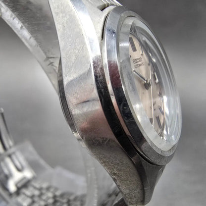 Seiko Automatic Watch Women 25mm Pink Dial Silver Date 2205-0691 Runs VTG JDM3