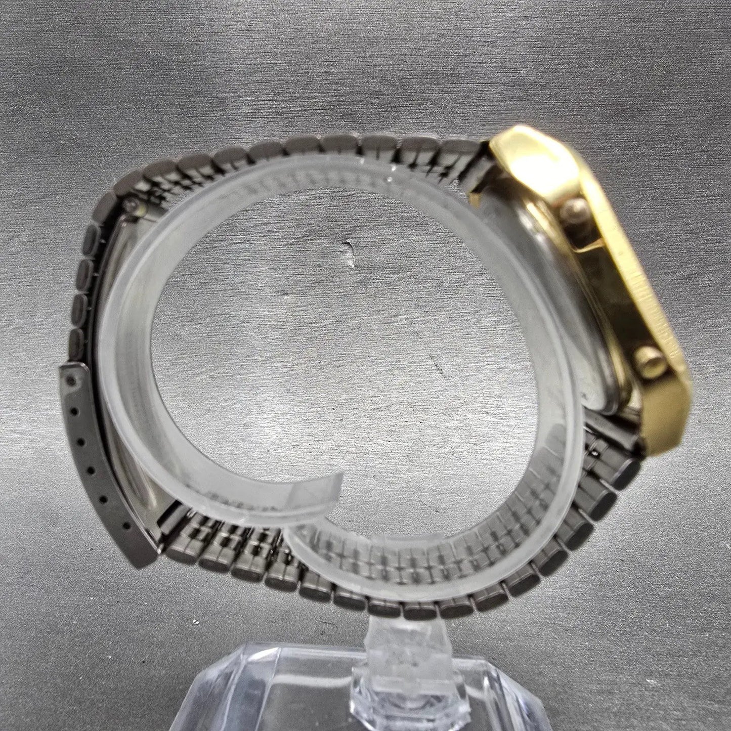 Pulsar Analog Digital Watch Men 32mm Gold Tone Alarm Chronograph Y651 New Battey8