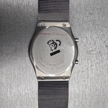 Skagen Watch Men 37mm Gray Dial Titanium Dual Time Round 733XLTTM New Battery10