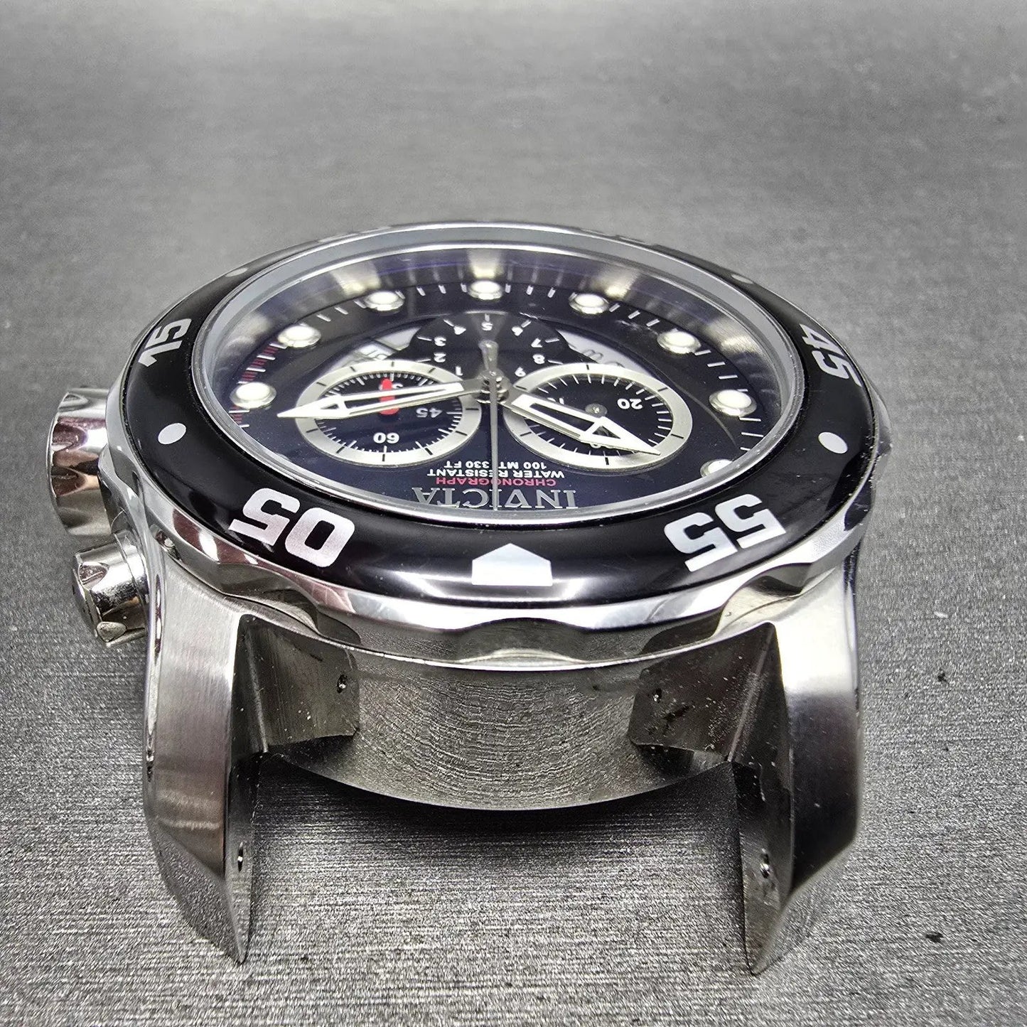 Invicta Pro Diver Chronograph Watch Men 48mm Black Dial Silver Tone 6977 New Bat6