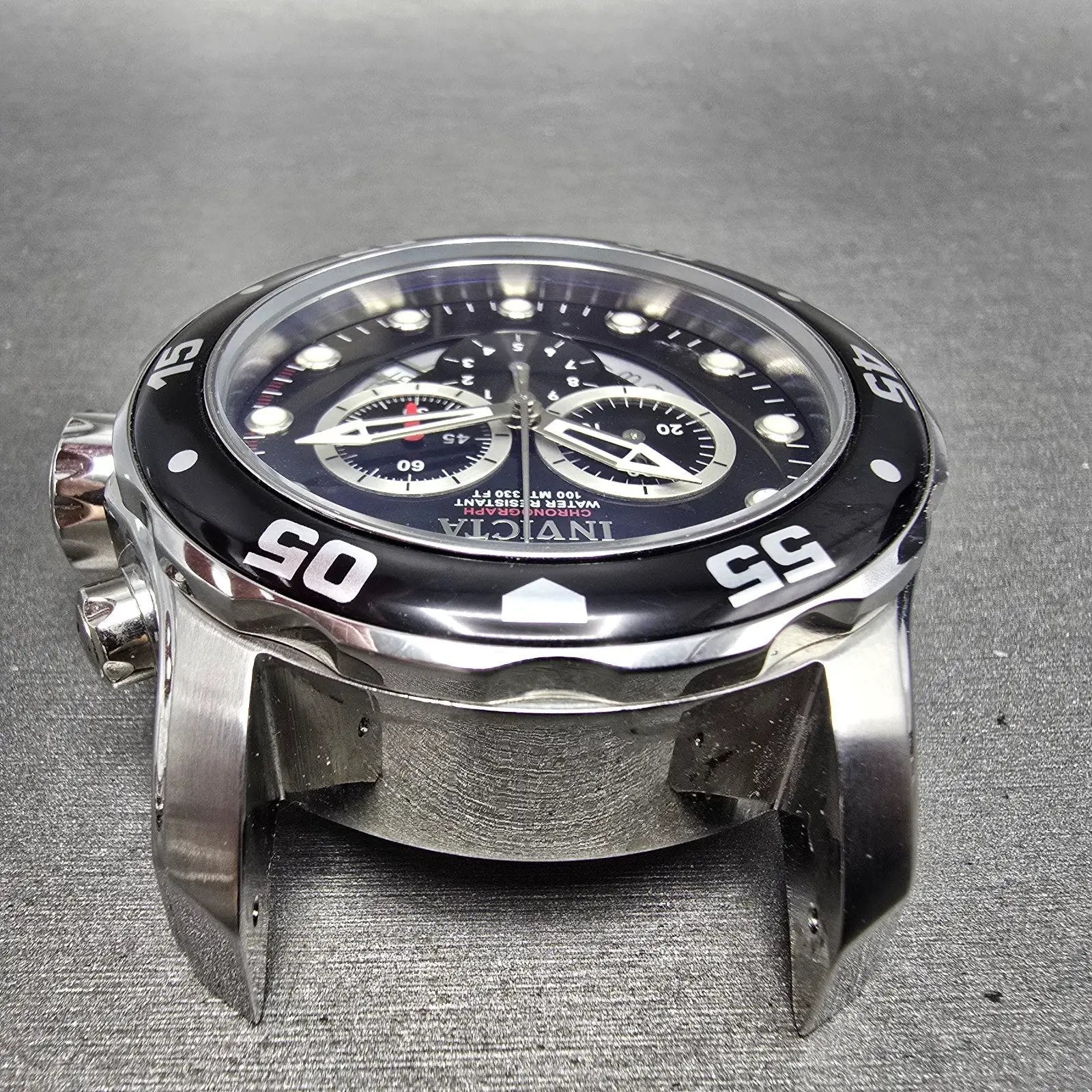 Invicta Pro Diver Chronograph Watch Men 48mm Black Dial Silver Tone 6977 New Bat6