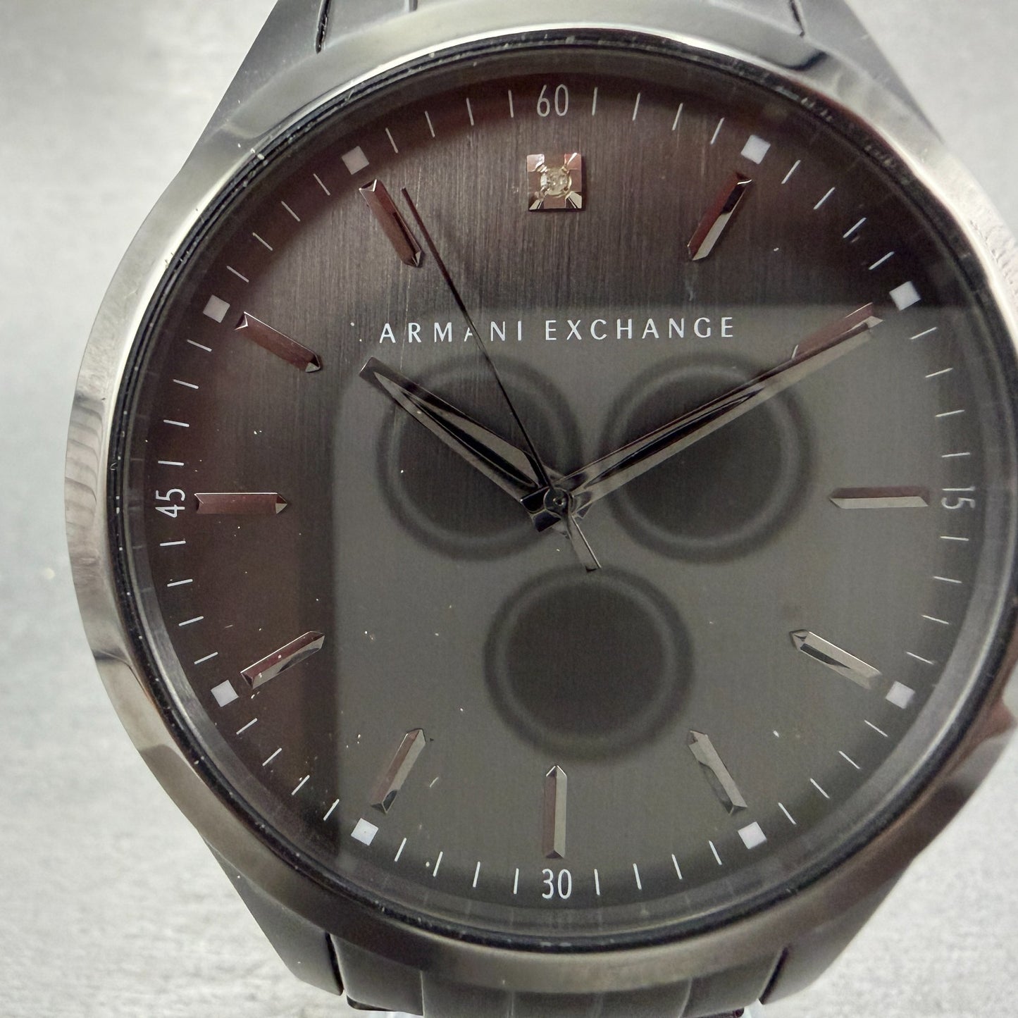 Armani Exchange Hampton Watch Men 46mm Black Dial Black Tone Round New Battery1