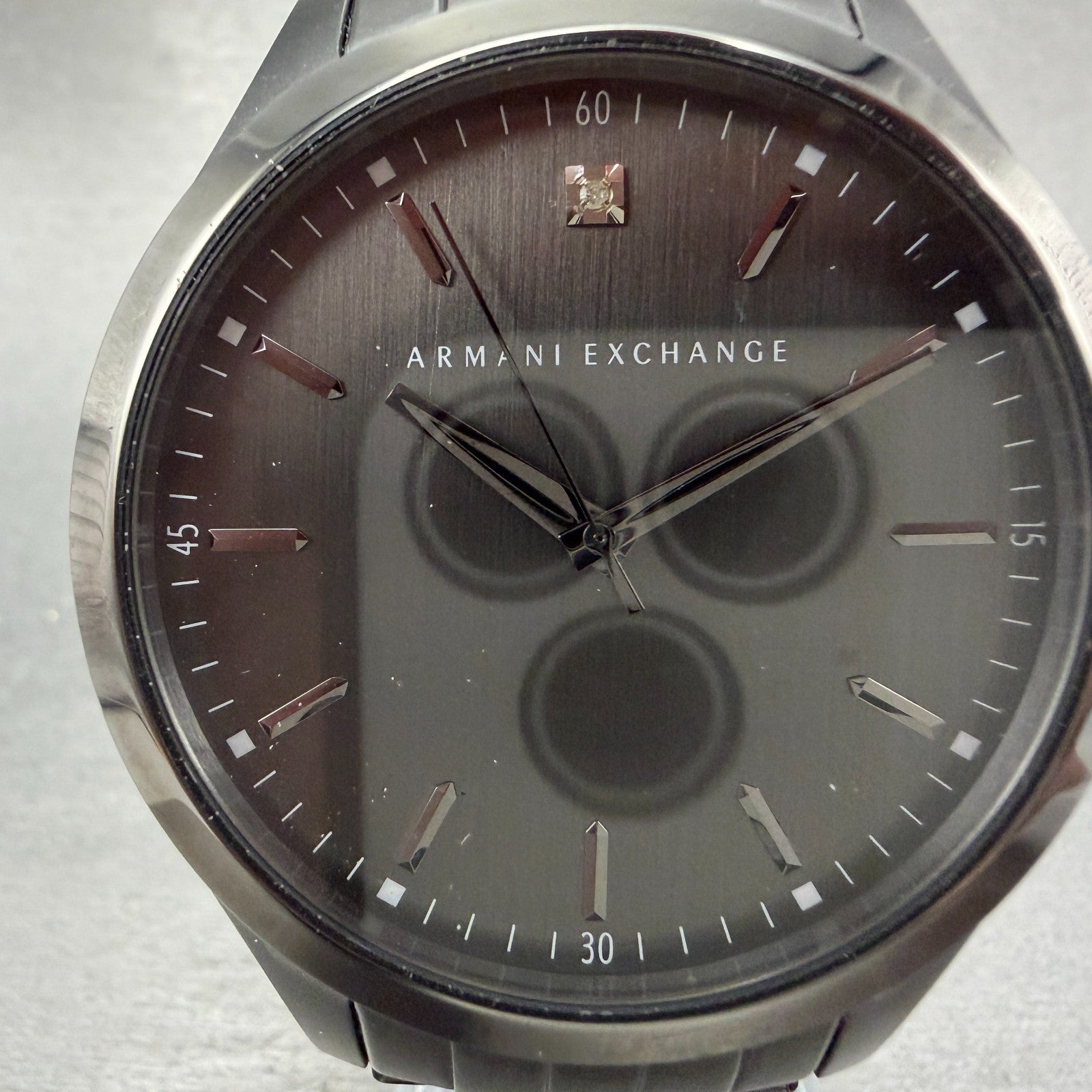 Armani Exchange Hampton Watch Men 46mm Black Dial Black Tone Round New Battery1