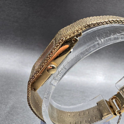 Seiko Tank Watch Women 12mm Gold Dial Gold Tone Rectangle 1320-5039 New Battery2