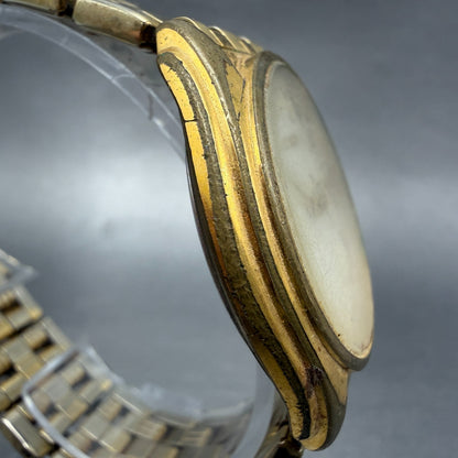 Seiko Watch Men 37mm White Dial Gold Tone Daydate V743-8069 New Battery3