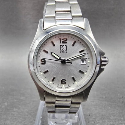 ESQ Watch Women 26mm Silver Dial Steel Date Round E5054 New Battery0