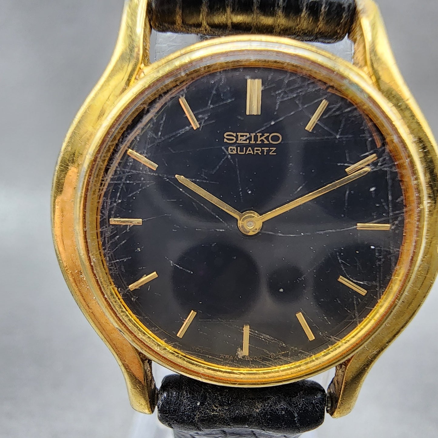 Seiko Watch Women 25mm Black Dial Gold Tone Round 4n000431 New Battery1