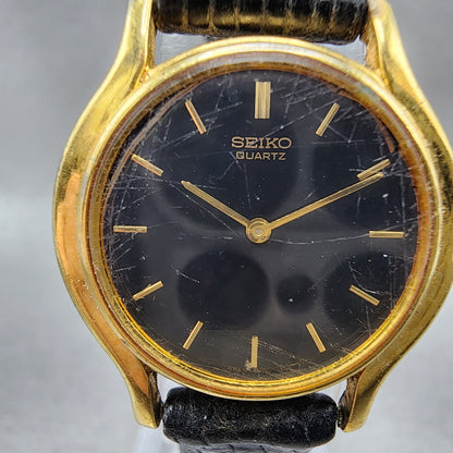 Seiko Watch Women 25mm Black Dial Gold Tone Round 4n000431 New Battery1