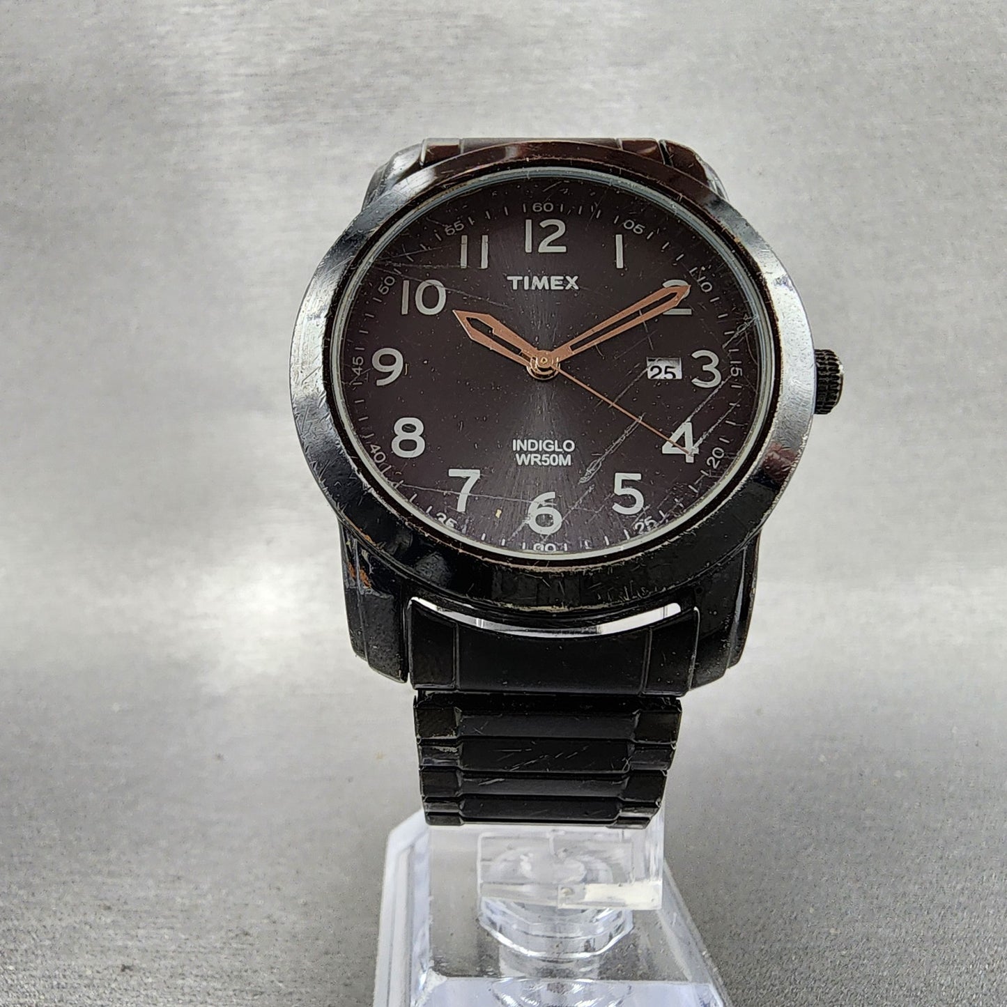 Timex Highland Watch Men 39mm Black Dial Black Tone Date Indiglo New Battery5