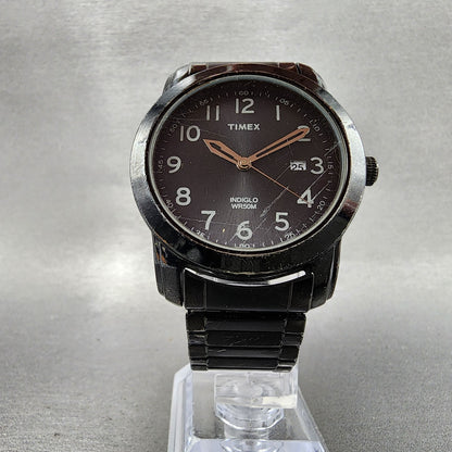 Timex Highland Watch Men 39mm Black Dial Black Tone Date Indiglo New Battery5