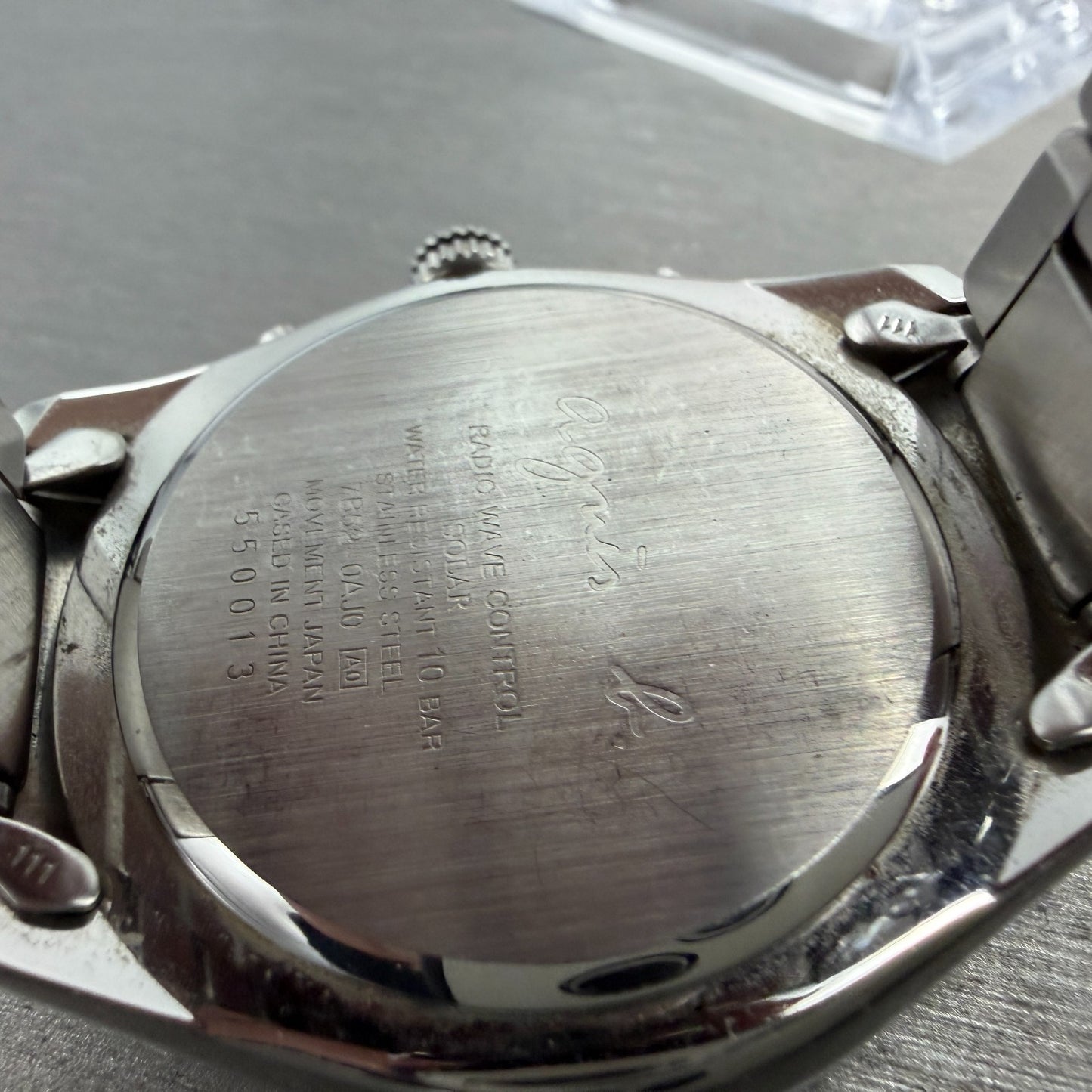Seiko Agnes B Solar Watch Men 42mm Black Dial Steel Date Round Runs 7B52-0AJ09