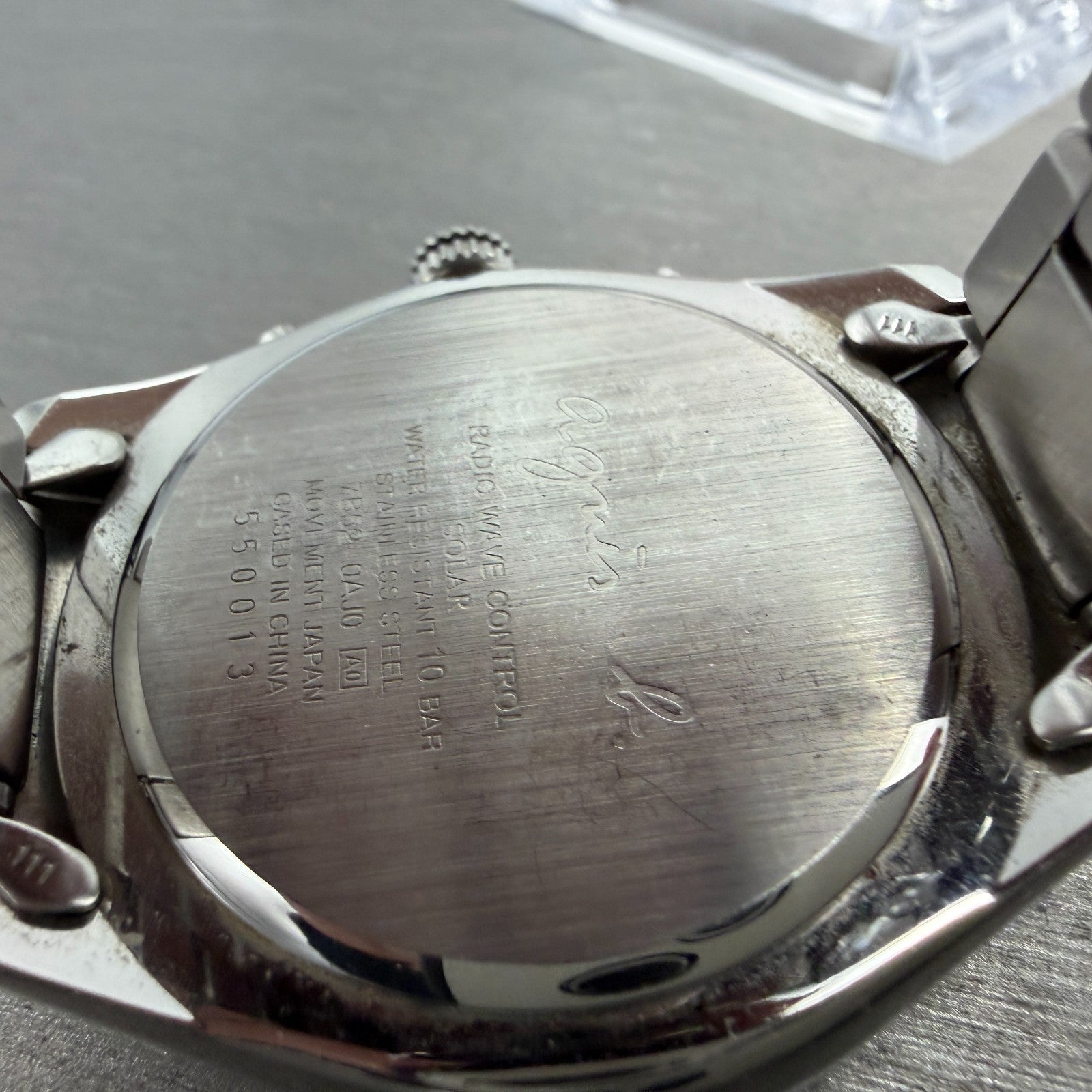 Seiko Agnes B Solar Watch Men 42mm Black Dial Steel Date Round Runs 7B52-0AJ09