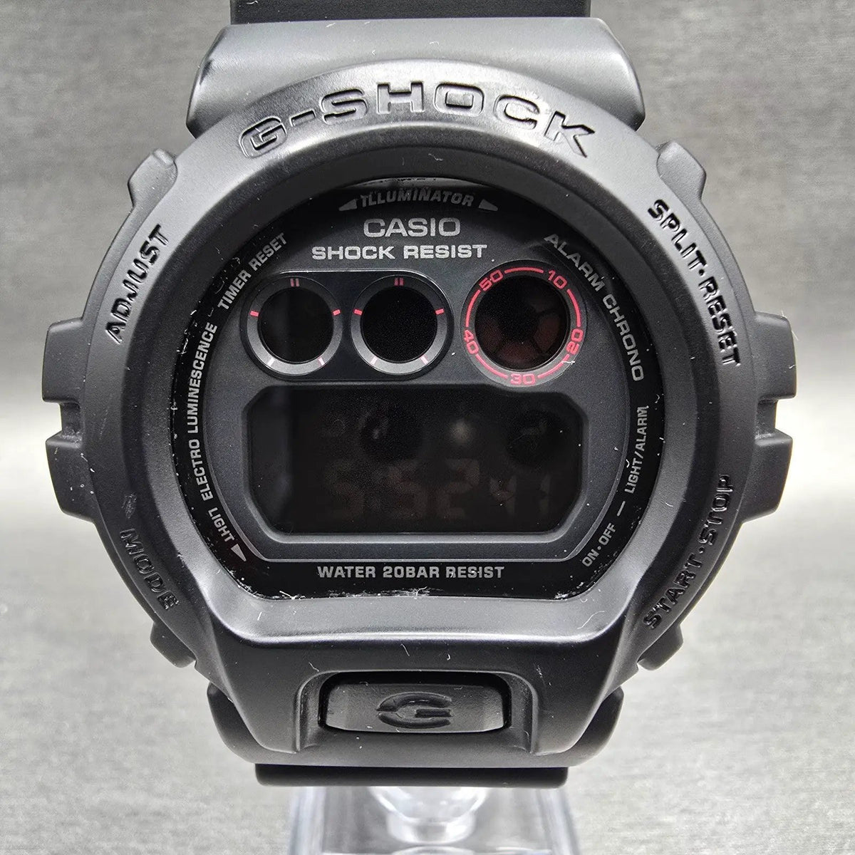 Casio G-Shock DW-6900MS Watch Men 50mm Black Red Chronograph Alarm New Battery H1