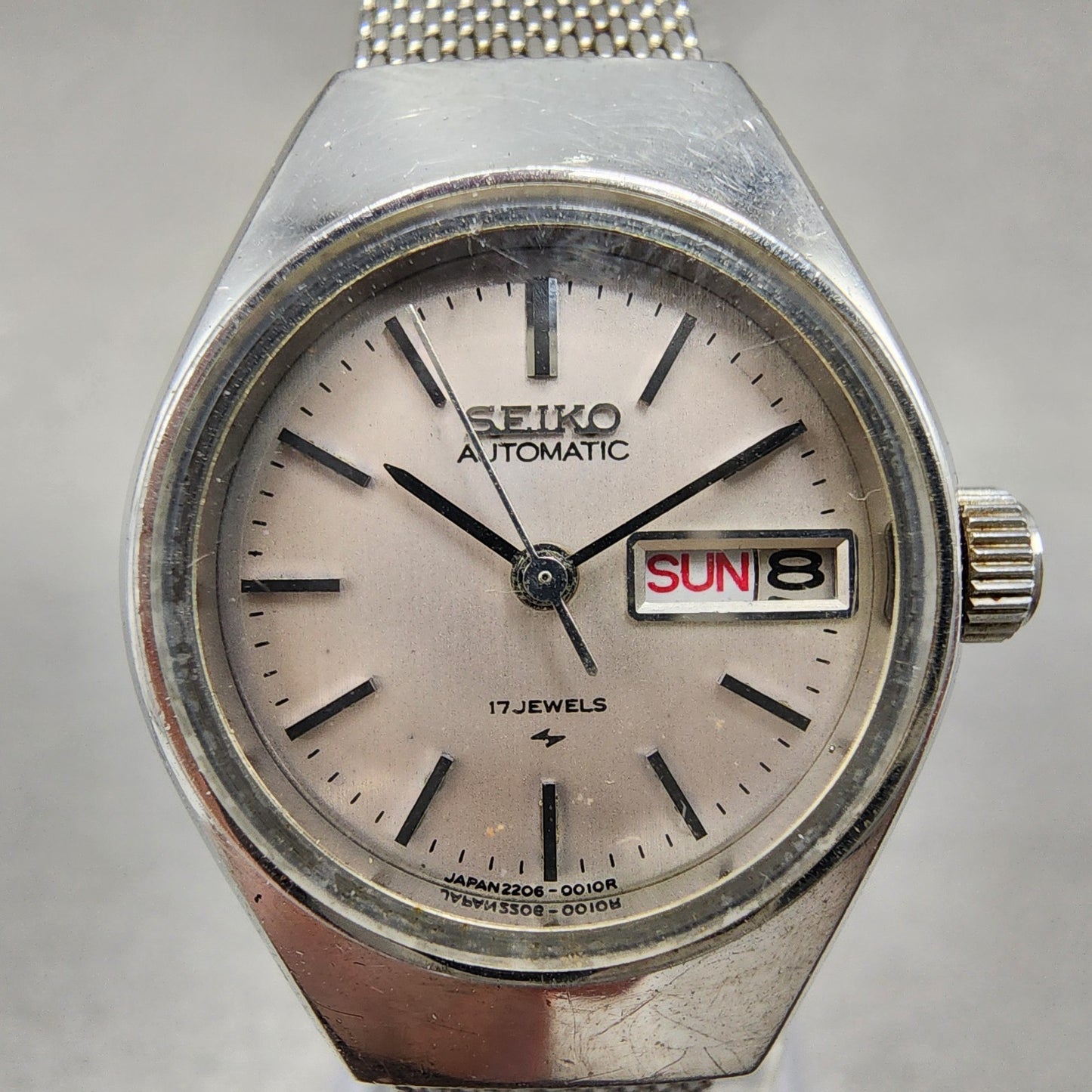 Seiko Automatic Watch Women 24mm Silver Dial Silver Tone Daydate 22060040 Runs1