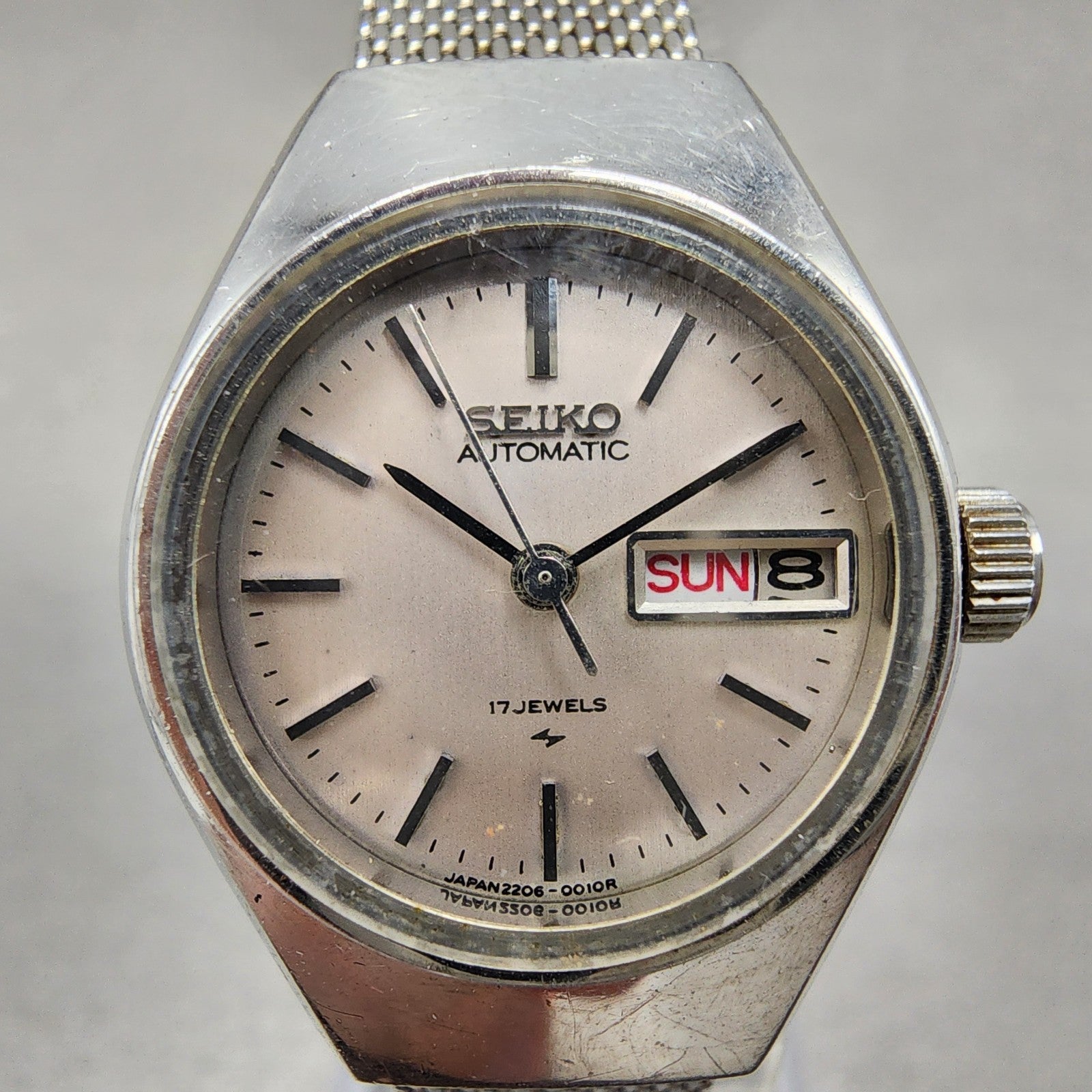 Seiko Automatic Watch Women 24mm Silver Dial Silver Tone Daydate 22060040 Runs1