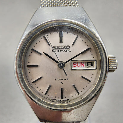 Seiko Automatic Watch Women 24mm Silver Dial Silver Tone Daydate 22060040 Runs1