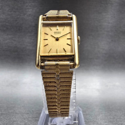 Seiko Tank Watch Women 18mm Gold Dial Gold Tone Rectangle 1400-5039 New Battery5