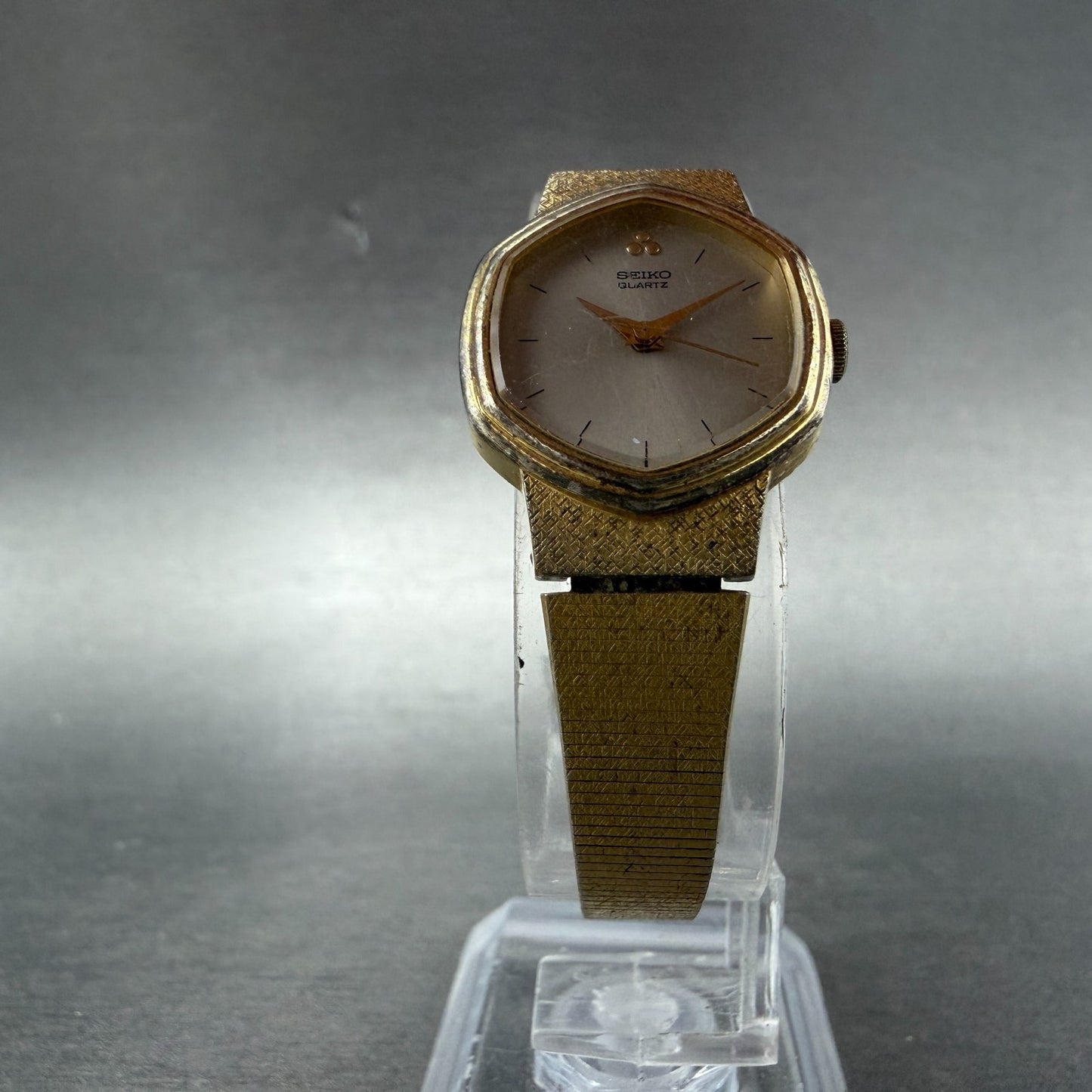 Seiko Watch Women 22mm Silver Dial Gold Tone Octagon 1421-5140 New Battery5