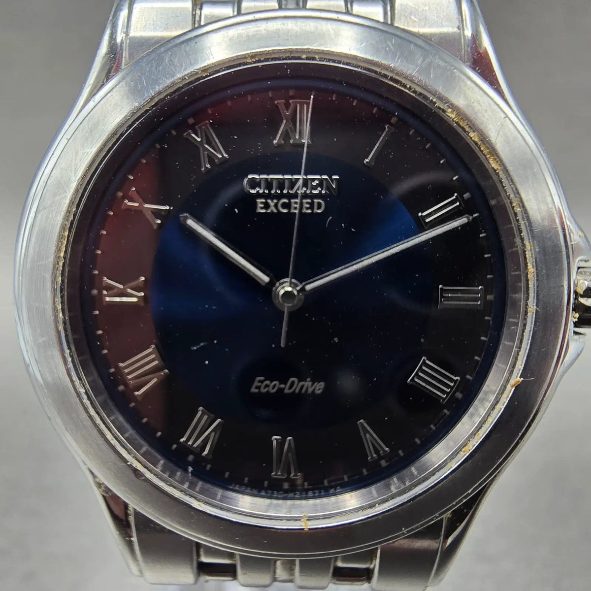 Citizen Eco-Drive Exceed Watch Men 35mm Blue Dial Steel Round A730-H12557 Runs2