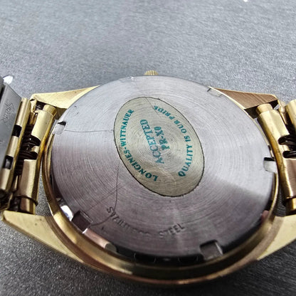 Wittnauer President Watch Men 35mm Gold Dial Gold Tone Daydate Round 9555 PARTS10