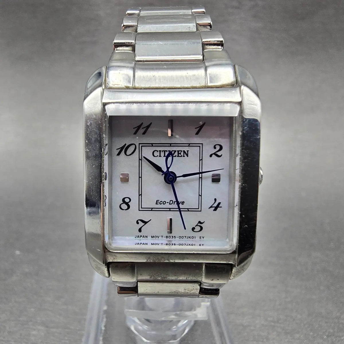 Citizen Bianca Eco-Drive Tank Watch Women 22mm MOP Dial Steel Rectangle Runs0