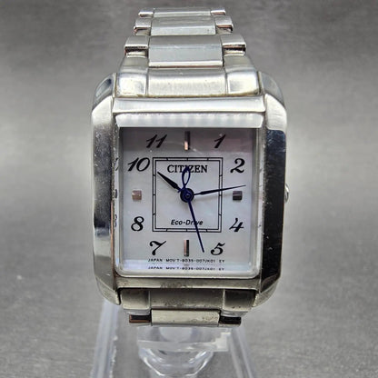 Citizen Bianca Eco-Drive Tank Watch Women 22mm MOP Dial Steel Rectangle Runs0