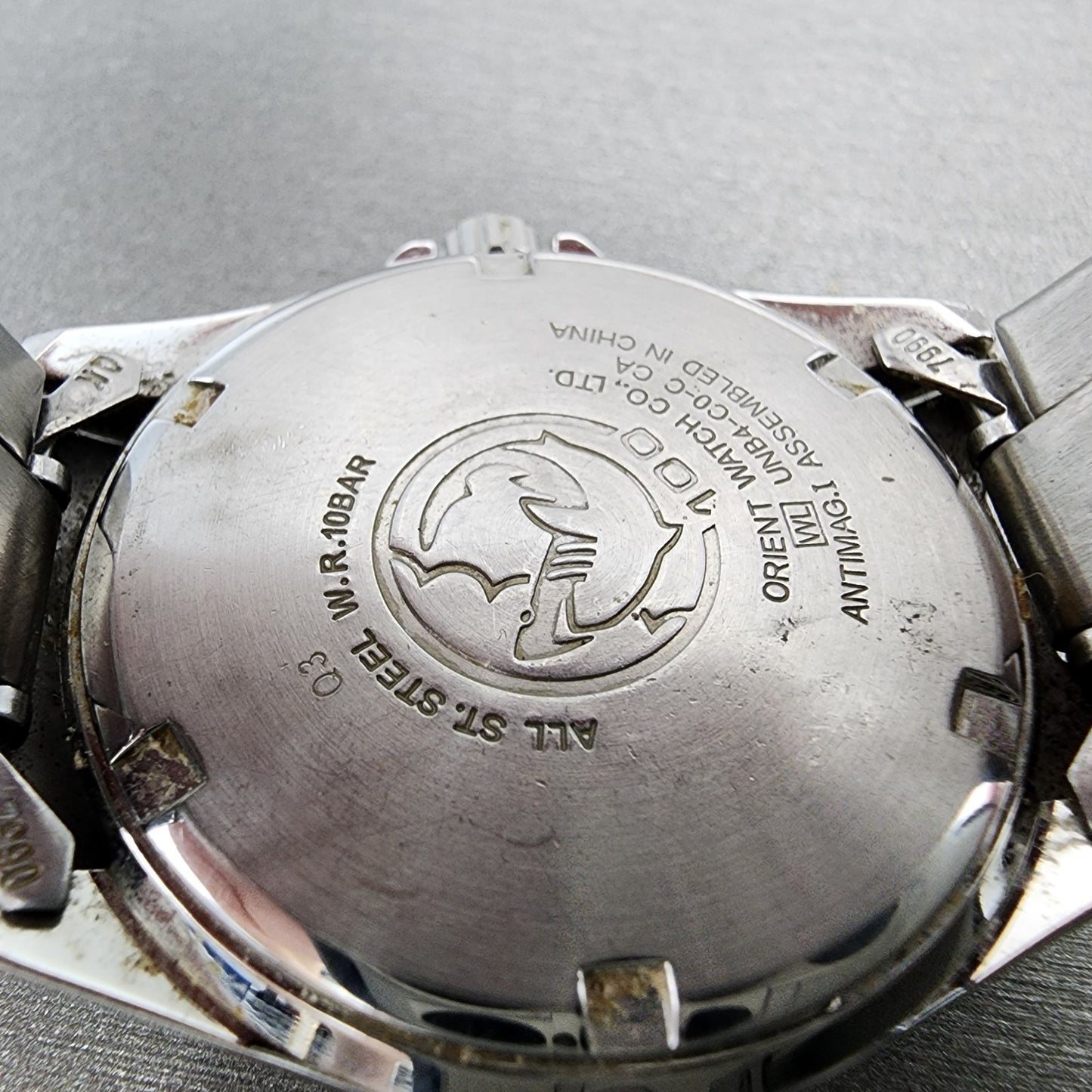 Orient Swimmer Watch Men 36mm White Dial Silver Tone Date Round New Battery ABC9