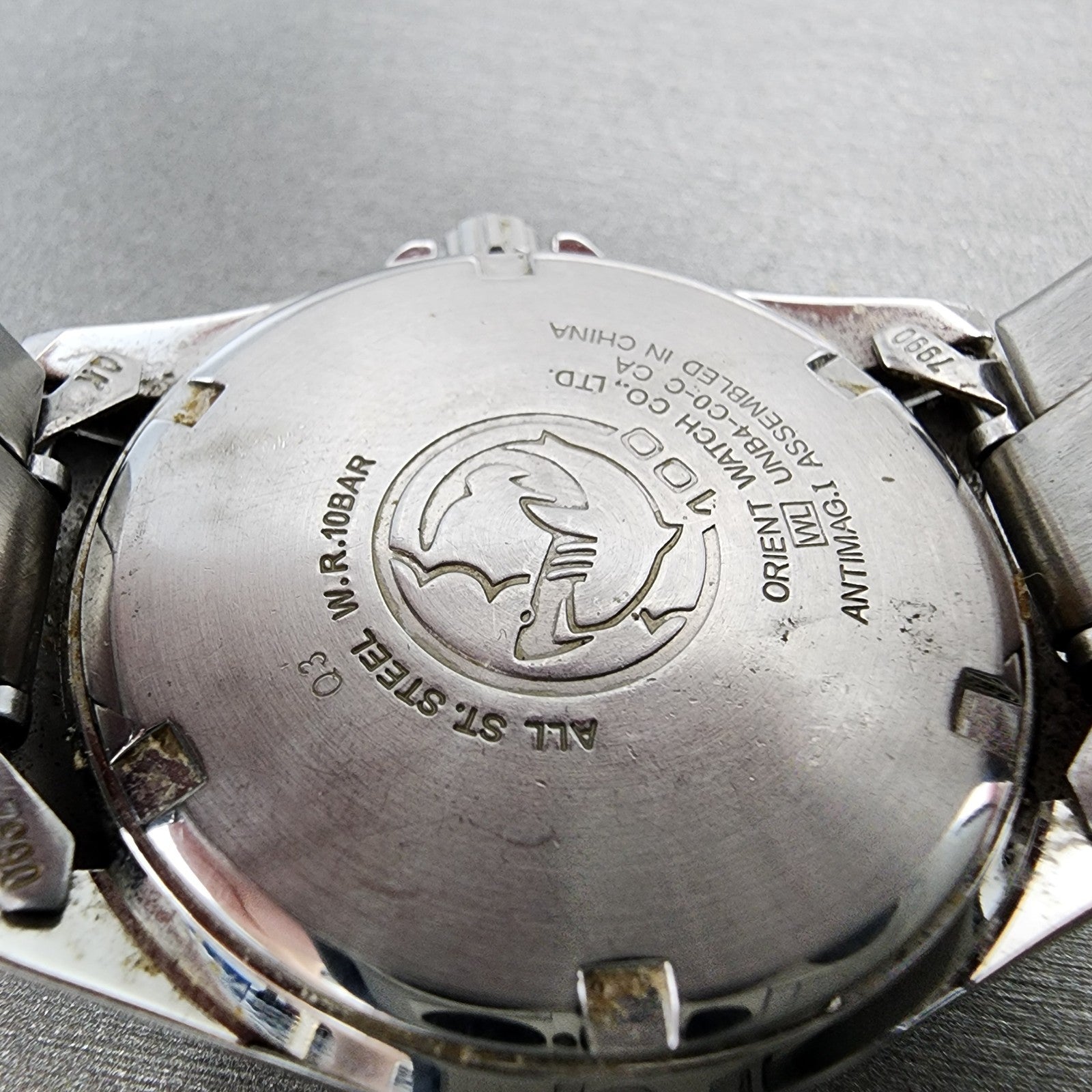 Orient Swimmer Watch Men 36mm White Dial Silver Tone Date Round New Battery ABC9