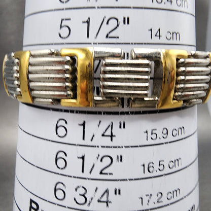 Seiko Tank Watch Women 15mm White Dial Two Tone Rectangle 1f206f60 New Battery10