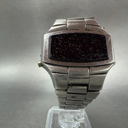 Witttnauer Polara RED LED Watch Men 35mm Silver Tone Vintage PARTS6