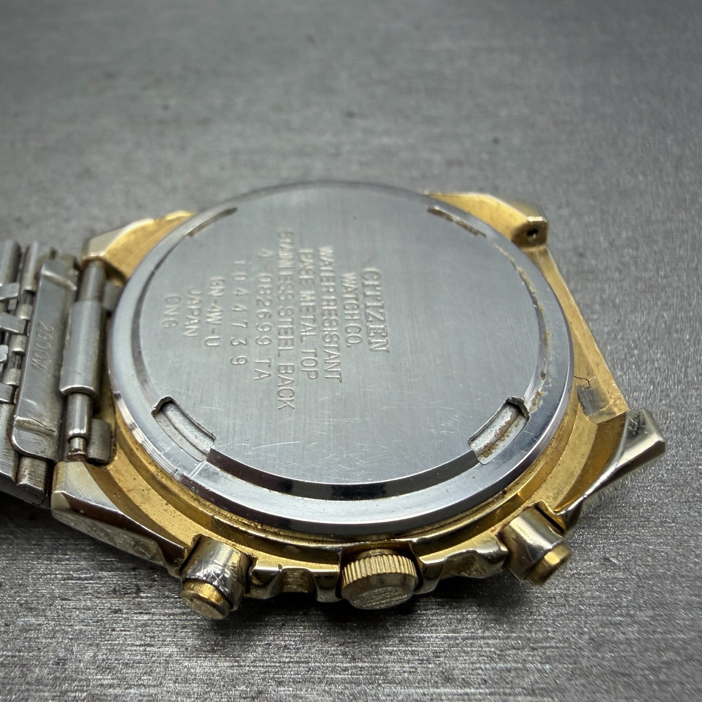 Citizen Analog Digital Watch Men 35mm Black Dial Gold Alarm Chrono 4-082699 PART13