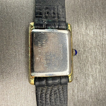 Seiko Watch Women 17mm Cream Dial Gold Tone Rectangle 1400-5039 New Battery VTG10
