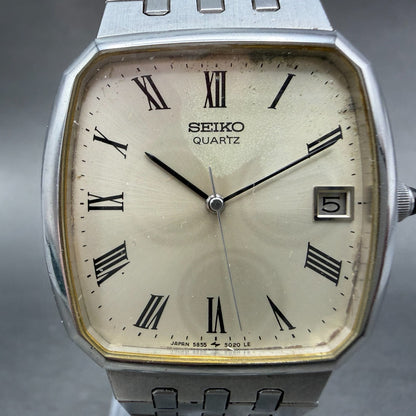 Seiko watch Men 32mm Champagne Dial Silver Tone Date 5855-5010 PARTS Vintage2
