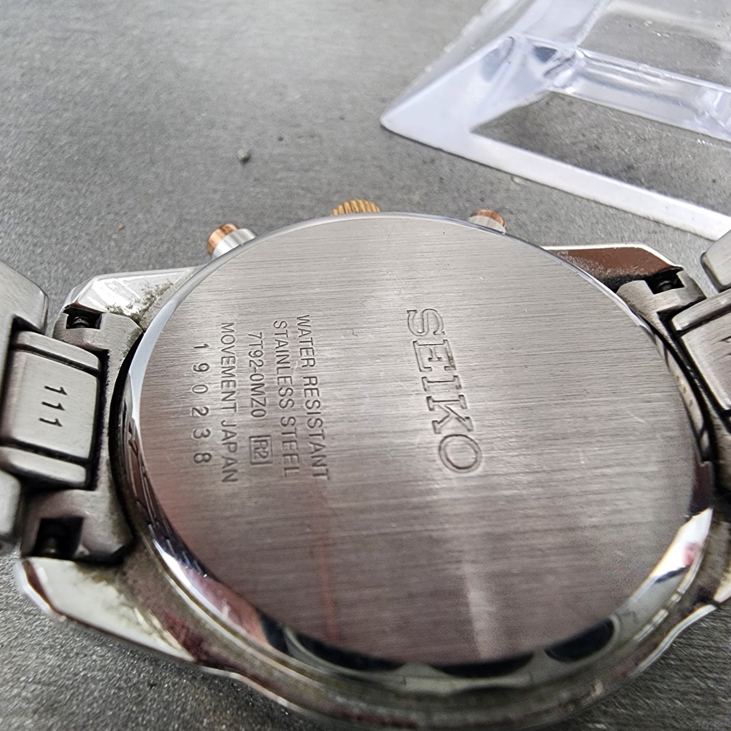Seiko Chronograph Watch Women 34mm MOP Dial Two Tone Date 7t920mz0 New Battery9