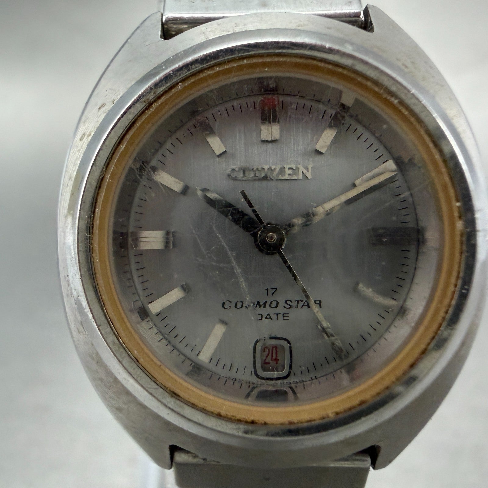 Citizen Cosmostar Watch Women 24mm Gray Dial Silver Date Manual READ!!! 4-6106281