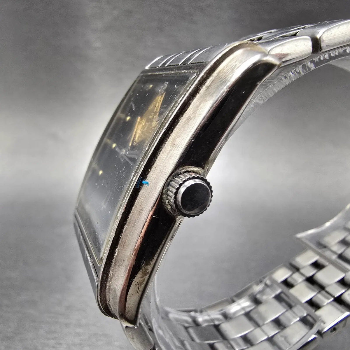 Bulova Freemason Tank Watch Men 30mm Black Dial Steel Rectangle PARTS3
